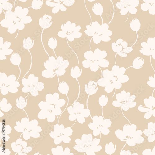 Delicate Sakura Floral Seamless Pattern for Wallpaper, Textile and Packaging