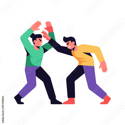 Two men fighting, conflict, disagreement, arguing, competition, rivalry, confrontation