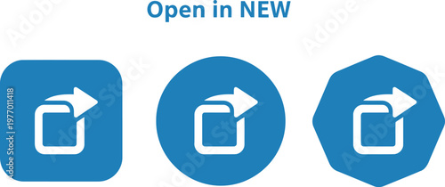 Blue Open in New Tab Icon Set for Web and App User Interface Design
