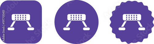 Purple walker icon set isolated on white background for healthcare and medical mobility assistance