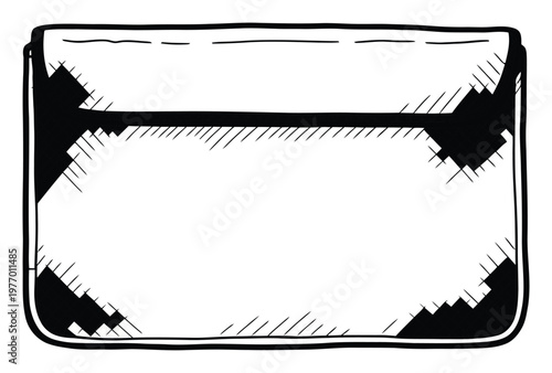 Handdrawn black and white rectangular doodle frame with sketchy abstract corner elements and a horizontal dividing line providing a unique border for text and graphic design projects