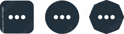 Minimalist geometric ellipsis icons set in flat style for web and mobile interface design