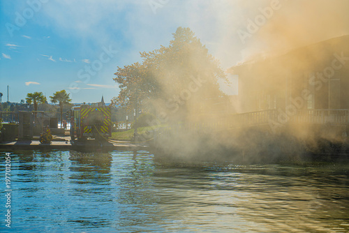 Incendie sur les berges du Lac d'Annecy, Annecy, Haute-Savoie