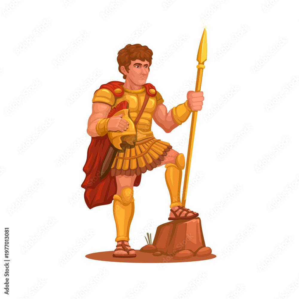 Obraz premium Alexander the Great Historical Warrior with Spear Illustration Vector
