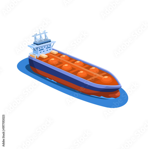 Oil Tanker Ship Industrial Petroleum Transport Illustration Vector