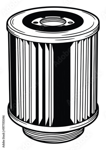 Automotive engine oil filter essential component for vehicle maintenance and performance, ideal for repair shop diagrams, parts catalogs, or mechanic service advertisements.