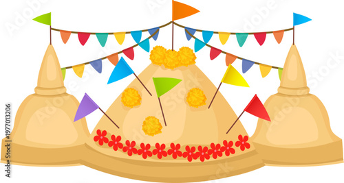 Color pop sand castle with bunting for kids posters