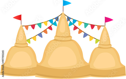 Simple sand castle banner for beach holiday layouts