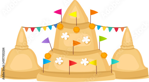 Golden sand castle border for playful summer visuals