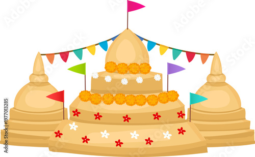 Layered sand castle scene for beach party promotions