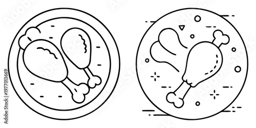 Two plates with chicken drumsticks vector illustration on a white background