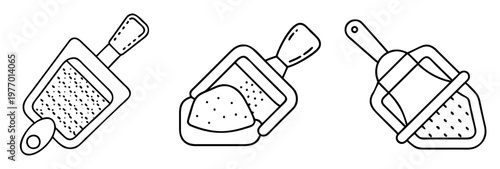 Three handheld industrial powder shakers with varied grating or dispensing surfaces