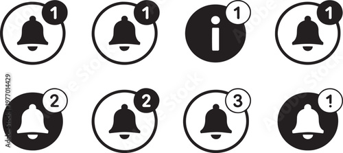 Notification count badges displayed as numbered circles on bell and information icons represent unread messages and system alerts in a digital user interface.