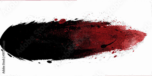 Abstract grunge background with black ink splat and red paint splashes creates a dark vector for a textured wallpaper design.