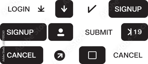 Login and signup buttons feature clean typography and user interaction symbols to facilitate account creation and site access for visitors on modern web platforms.