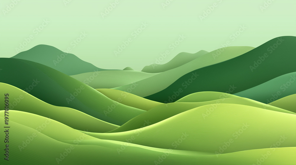 Obraz premium Smooth rolling green hills under a soft sky