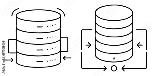 Conceptual image of a database storage system and its different access modes