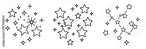 Collection of celestial themed constellation clip art illustrations on a white background