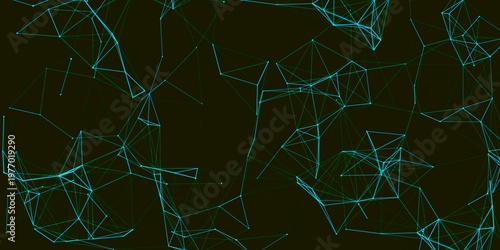 Abstract teal digital plexus network illustration background for technology presentation and web design