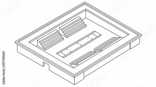 Technical line drawing of recessed rectangular ceiling vent grille.