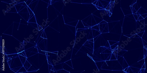 Deep blue plexus network abstract illustration background for technology presentation and web design