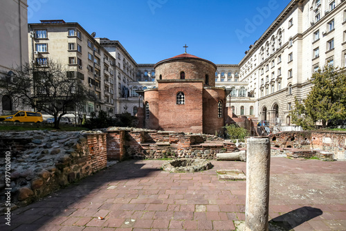 Exterior of ancient orthodox rotunda church Saint George in Sofia, Bulgaria - Europe