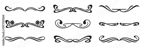 Divider with style Art Nouveau ornament vector set.