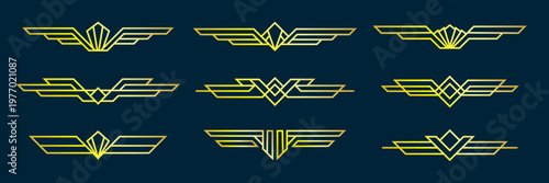 Set of vector decorative lineal elements. Art deco style