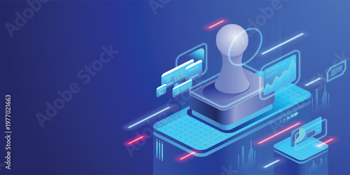 Secure digital payment authentication concept Biometric identification and financial verification technology. Futuristic fintech security, online banking protection and modern transaction systems