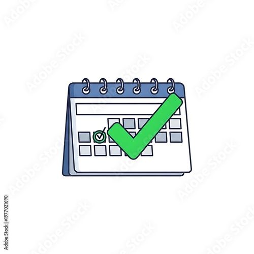 Calendar with Green Check Mark Symbolizing Schedule Completion