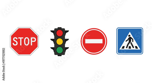 Traffic signs and signal icons.