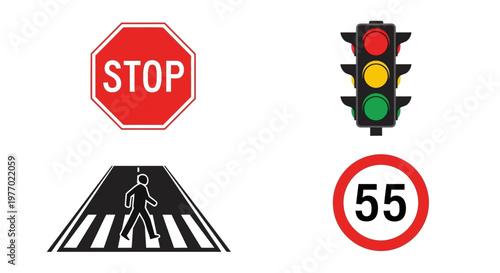 Traffic signs and road signals.