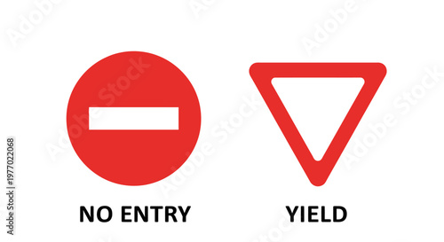 Traffic signs no entry yield.
