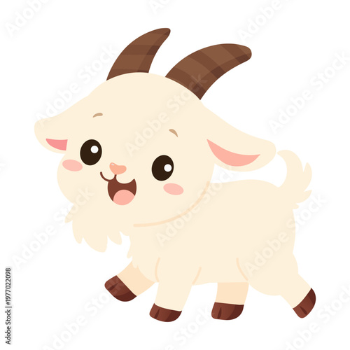Cute baby goat smiling with happy expression
