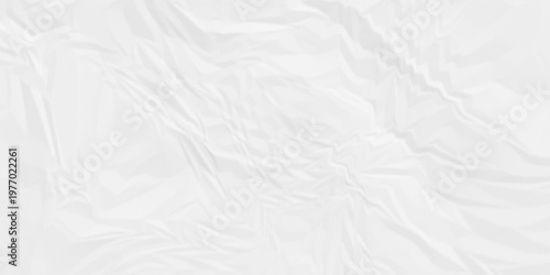 Crumple blank paper textured, business paper texture creased soft white background. Wave gray aged ripped wrinkle effect paper. Abstract grunge pattern rough page design.  