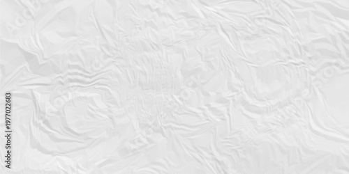 Crumple blank paper textured, business paper texture creased soft white background. Wave gray aged ripped wrinkle effect paper. Abstract grunge pattern rough page design.  