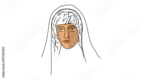 Hestia portrait, flat vector illustration