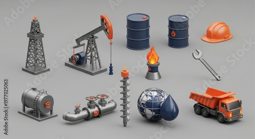 Oil Industry Miniatures - A Collection of Essential Components.