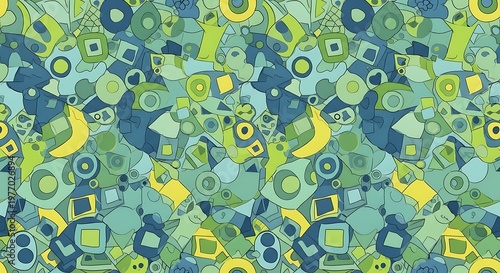 Abstract Geometric Pattern with Repeating Shapes and Vibrant Colors.