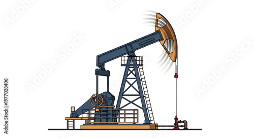 Oil Pump Jack Illustration - Extracting Crude Oil from the Ground.