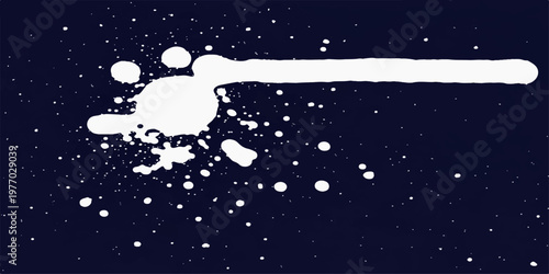 3d man running on a dark winter road under a starry night sky with a glowing moon and falling snowflakes over a blue galaxy nature landscape illustration