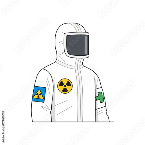 Hazmat Suit Icon: Radiation, Biohazard, Medical Symbols on Protective Clothing