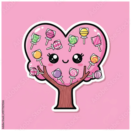 Cute candy tree with sweets.