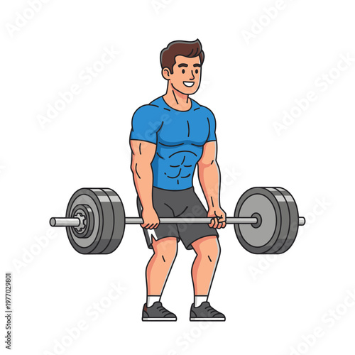 Muscular Man Lifting Barbell for Strength Training and Fitness