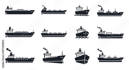 Silhouettes of Tanker Ships - A Vector Illustration Collection.