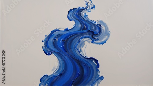 Konstfotografi Abstract blue paint swirl on white background