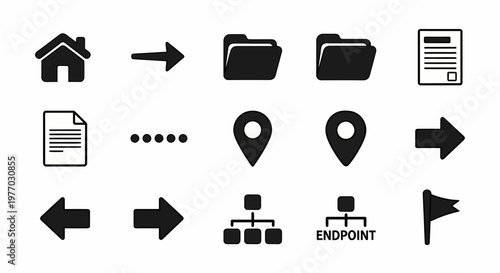 Black icons for business organization.