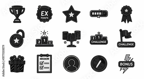 Black icons for challenge and bonus.