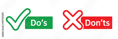 Do And Don't Icons, Checkmark And Cross Icon Set, Like And Dislike Symbols, Positive Negative Signs, Approval Rejection Illustrations, Decision Making Graphics, Correct Incorrect Icons,