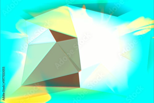 Abstract animated background featuring a colorful geometric low poly polygon pattern. The colors are distorted with a glitch effect. This file can be used as a vibrant background for music videos, VJ 